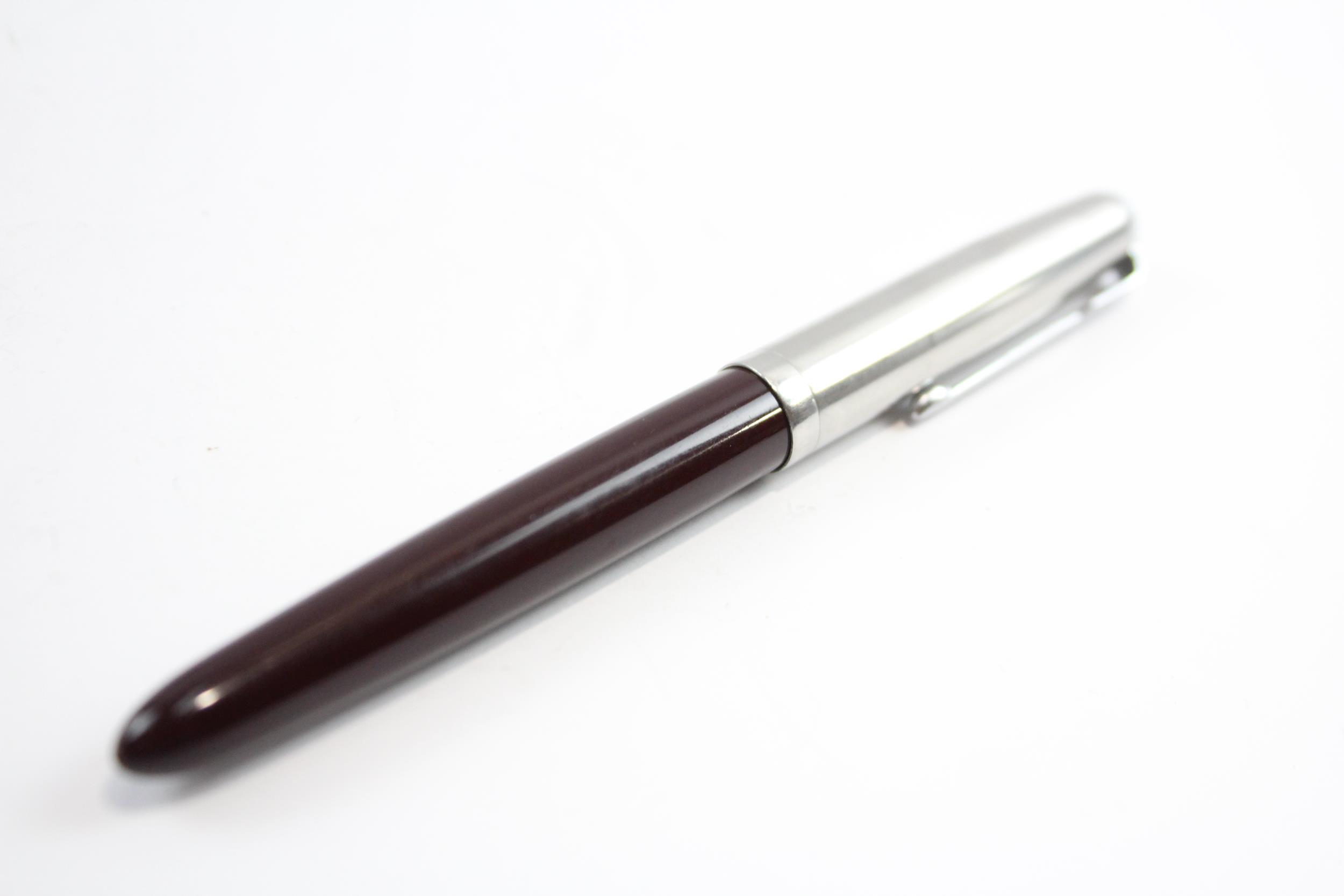 Vintage PARKER 51 Burgundy FOUNTAIN PEN w/ Brushed Steel Cap WRITING // Dip Tested & WRITING In - Image 8 of 8