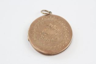 9ct Back & Front Antique Bird & Foliate Motif Round Locket (6.3g)