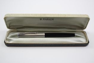 Vintage PARKER 61 Black Fountain Pen w/ 14ct Gold Nib WRITING Boxed // Dip Tested & WRITING In