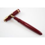 Vintage PARKER Duofold Red FOUNTAIN PEN w/ 14ct Gold Nib WRITING // Dip Tested & WRITING In