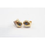 18ct Gold Diamond & Sapphire Stud Earrings (2.2g)