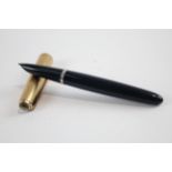 Vintage PARKER 51 Navy FOUNTAIN PEN w/ Rolled Gold Cap WRITING // Dip Tested & WRITING In vintage