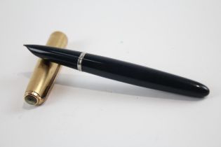 Vintage PARKER 51 Navy FOUNTAIN PEN w/ Rolled Gold Cap WRITING // Dip Tested & WRITING In vintage