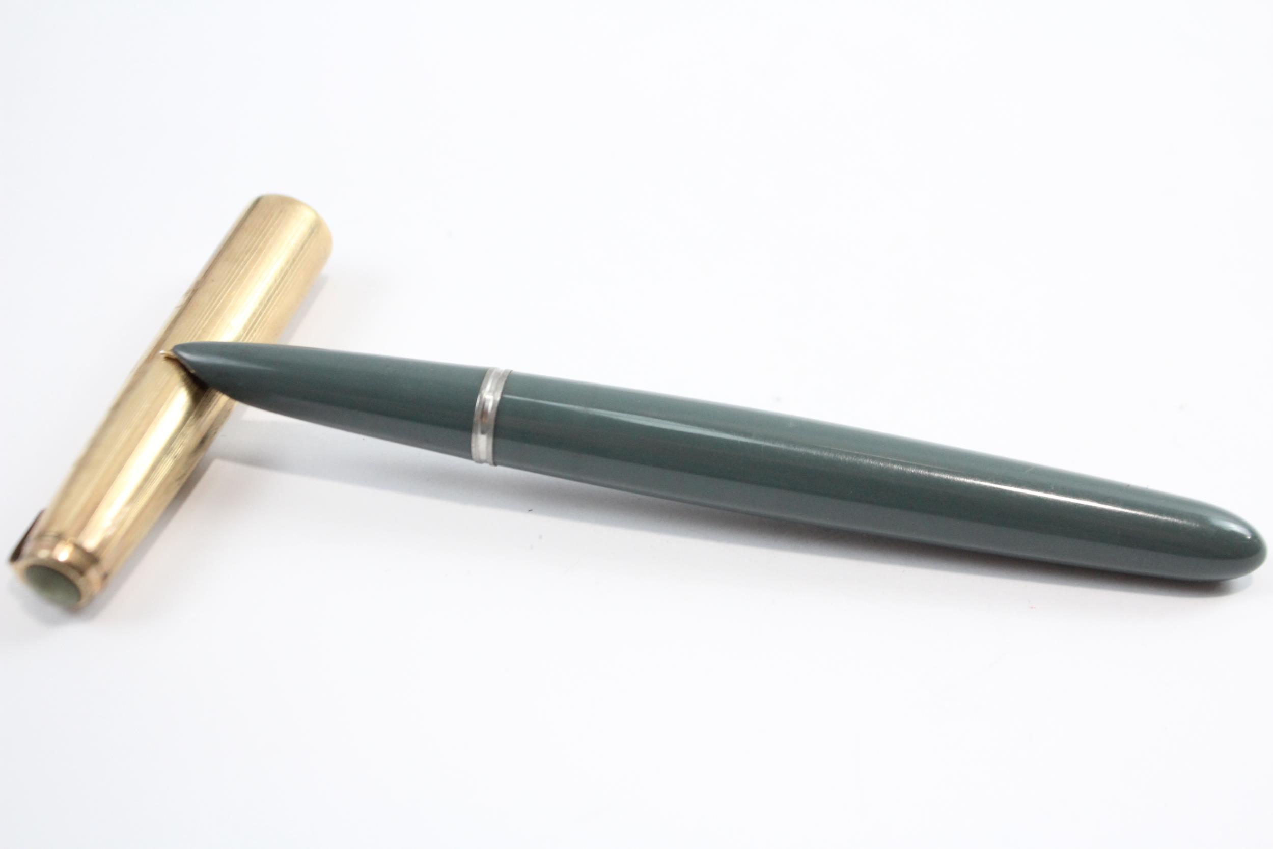 Vintage PARKER 51 Grey FOUNTAIN PEN w/ Rolled Gold Cap WRITING // Dip Tested & WRITING In vintage