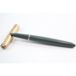 Vintage PARKER 51 Grey FOUNTAIN PEN w/ Rolled Gold Cap WRITING // Dip Tested & WRITING In vintage