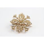 15ct Gold Antique Pearl Cluster Brooch Pendant (7.2g)