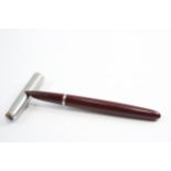 Vintage PARKER 51 Burgundy FOUNTAIN PEN w/ Brushed Steel Cap WRITING // Dip Tested & WRITING In