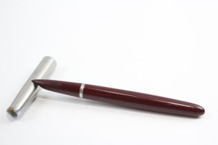 Vintage PARKER 51 Burgundy FOUNTAIN PEN w/ Brushed Steel Cap WRITING // Dip Tested & WRITING In