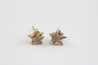 9ct Gold Diamond Star Stud Earrings (1.1g)
