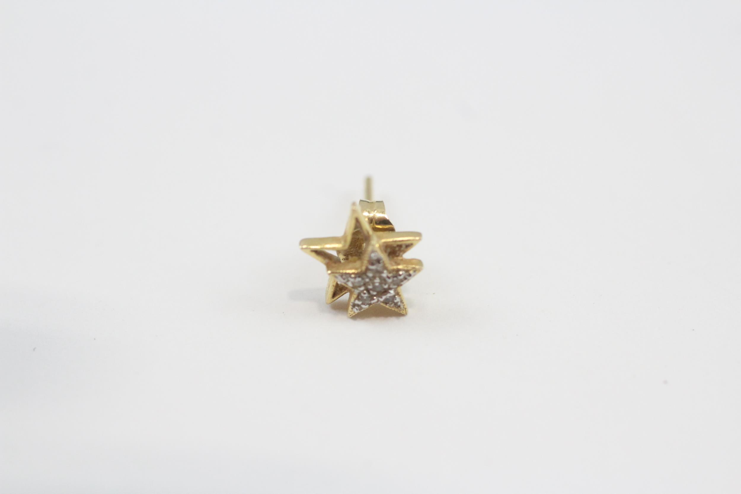 9ct Gold Diamond Star Stud Earrings (1.1g) - Image 2 of 4