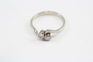 18ct White Gold Diamond Twin Stones Twist Setting Ring (2.2g) Size M