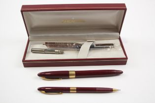 Vintage Sheaffer Snorkel Burgundy Fountain Pen w/ Steel Nib, Pencil, Box Etc // Dip Tested & WRITING