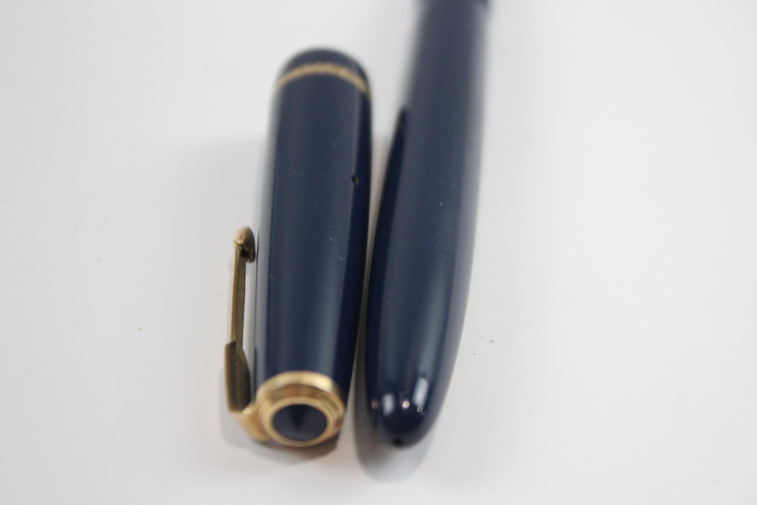 Vintage PARKER Senior Duofold Navy FOUNTAIN PEN w/ 14ct Gold Nib WRITING // Dip Tested & WRITING - Image 5 of 7