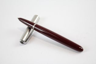 Vintage PARKER 51 Burgundy FOUNTAIN PEN w/ Brushed Steel Cap WRITING // Dip Tested & WRITING In