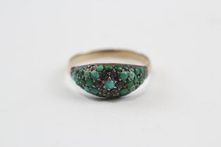 9ct Gold Antique Turquoise Cluster Ring (2.4g) Size O 1/2