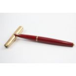 Vintage PARKER 61 Red Fountain Pen w/ 14ct Gold Nib, Gold Plate Cap Etc WRITING // Dip Tested &
