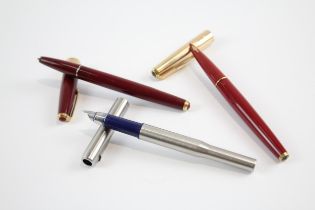 3 x Parker FOUNTAIN PENS Inc Vintage, 45, 17, 25, Gold Plate & Steel Nibs Etc // SPARES, REPAIRS &