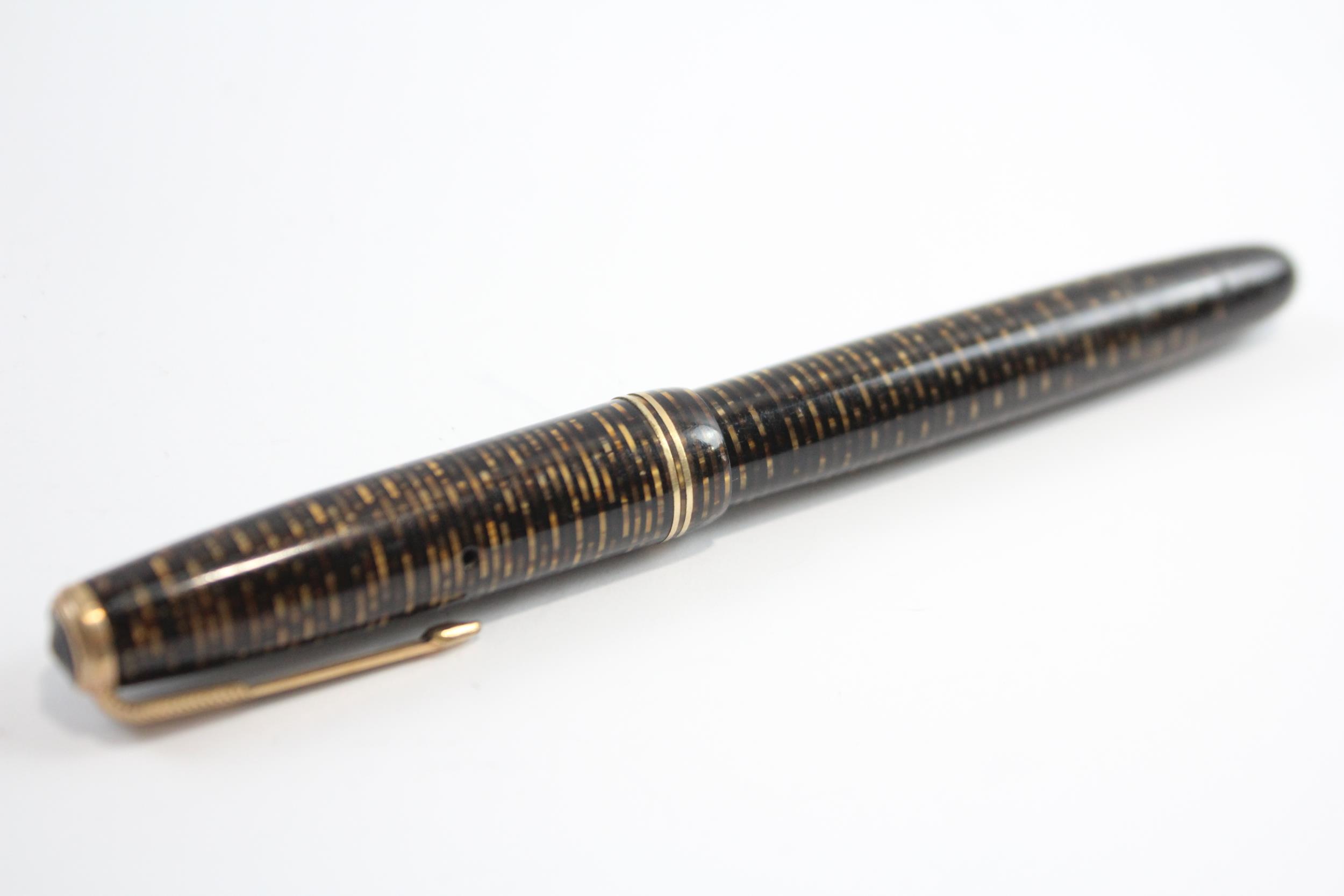 Vintage PARKER Vaccumatic Brown FOUNTAIN PEN w/ 14ct Gold Nib WRITING // Dip Tested & WRITING In - Image 6 of 6