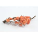 9ct Gold Coral Carved Brooch (8.4g)