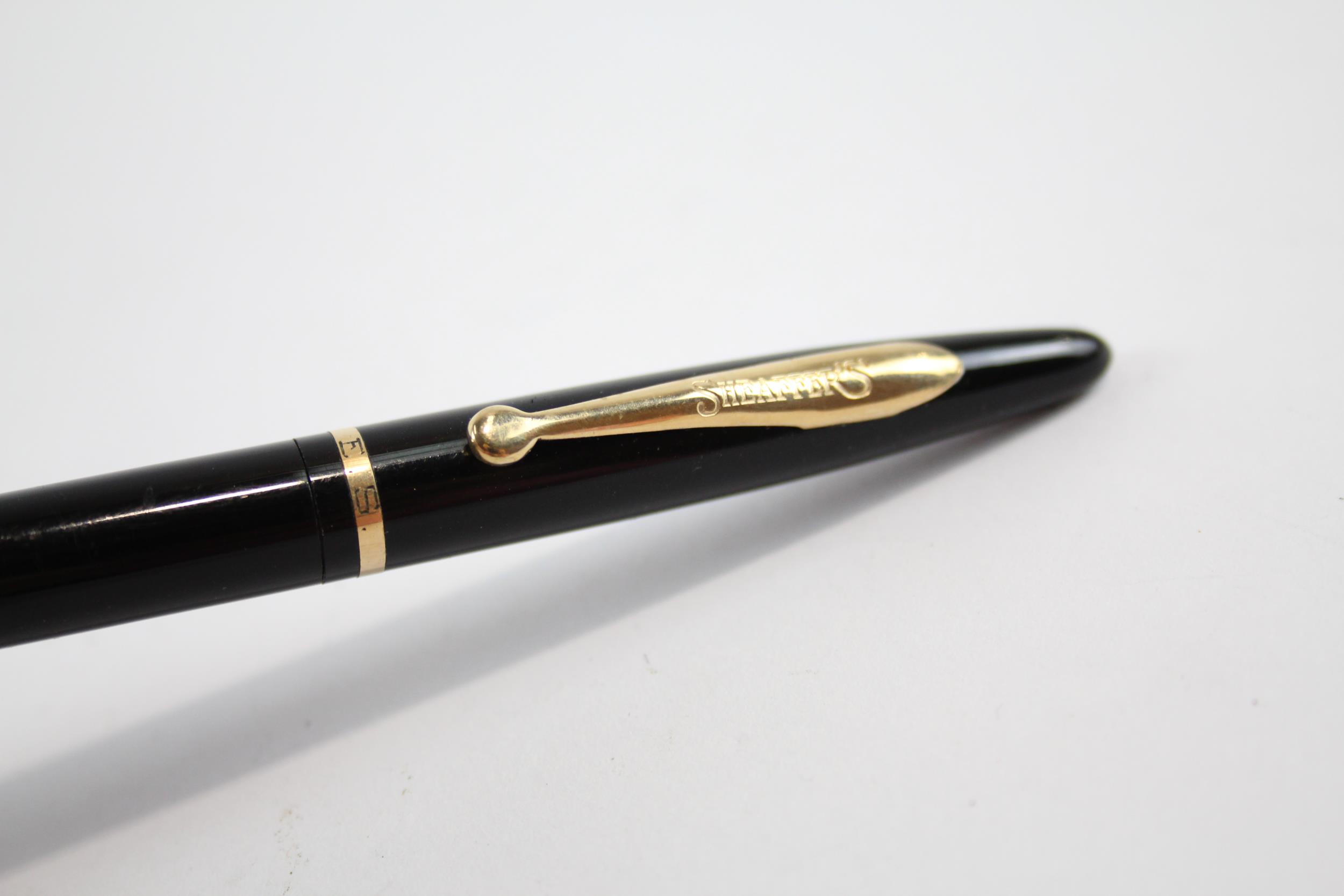 Vintage SHEAFFER Feather Touch Black Fountain Pen w/ Gold Plate Nib, Pencil, Box // Dip Tested & - Image 7 of 7