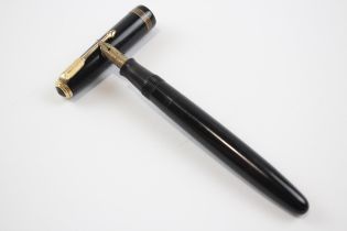 Vintage PARKER Duofold Black FOUNTAIN PEN w/ 14ct Gold Nib WRITING // Dip Tested & WRITING In