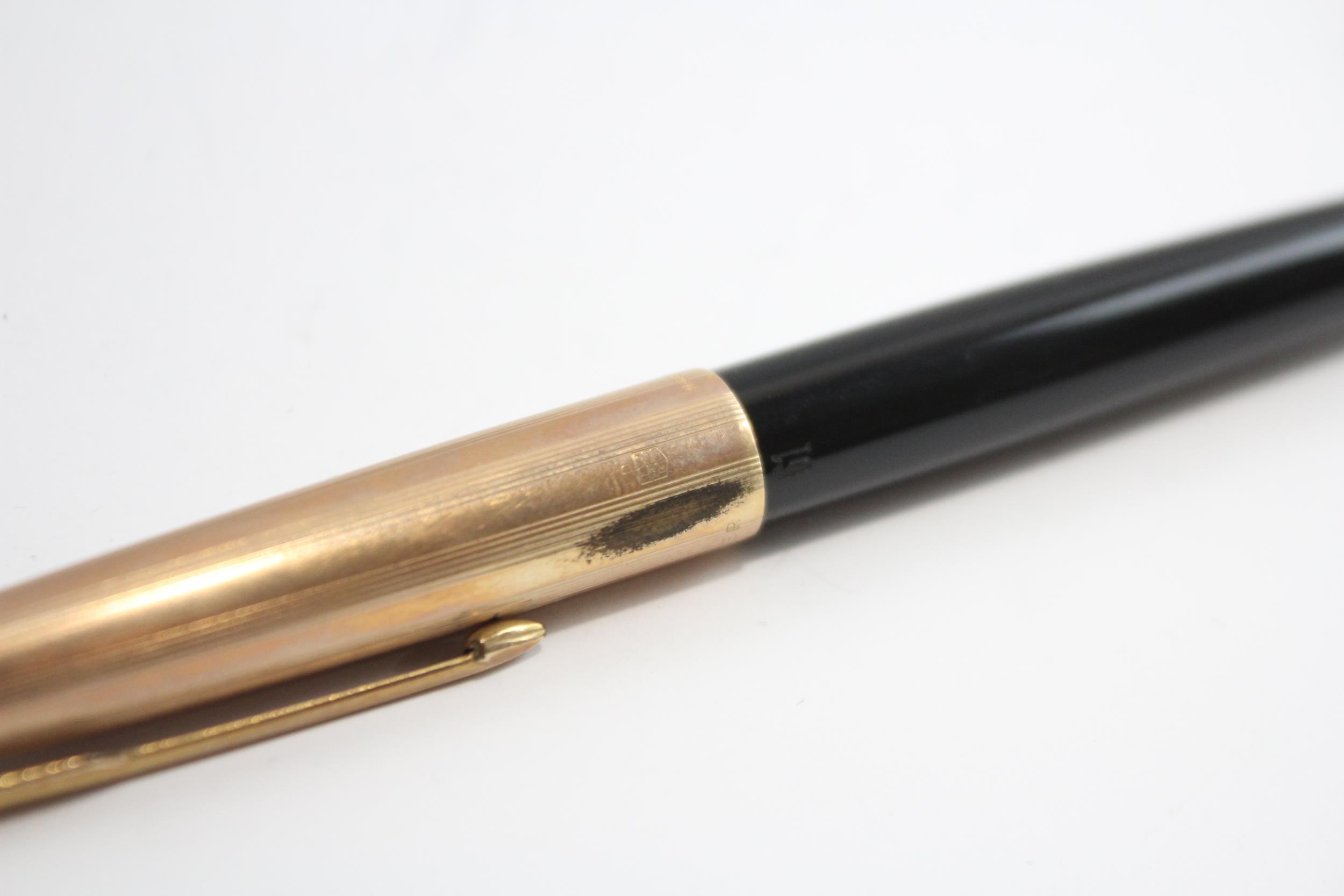Vintage Parker 61 Black Fountain Pen w/ 14ct Gold Nib, Gold Plate Cap WRITING // w/ 14ct Gold Nib - Image 8 of 8