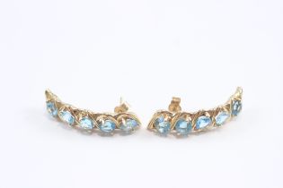 14ct Gold Blue Topaz Drop Earrings (4g)