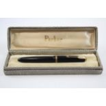 Vintage PARKER Duofold Black FOUNTAIN PEN w/ 14ct Gold Nib WRITING Boxed // Dip Tested & WRITING