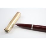 Vintage PARKER 51 Burgundy FOUNTAIN PEN w/ Rolled Gold Cap WRITING Boxed // Dip Tested & WRITING