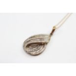 9ct Gold Diamond Twist Pendant On Chain (3g)