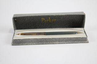 Vintage PARKER 51 Grey FOUNTAIN PEN w/ Rolled Silver Cap WRITING Boxed // Dip Tested & WRITING In