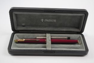 Vintage Parker Classic Pink Lacquer Fountain Pen w/ Gold Plate Nib Writing Boxed // Dip Tested &