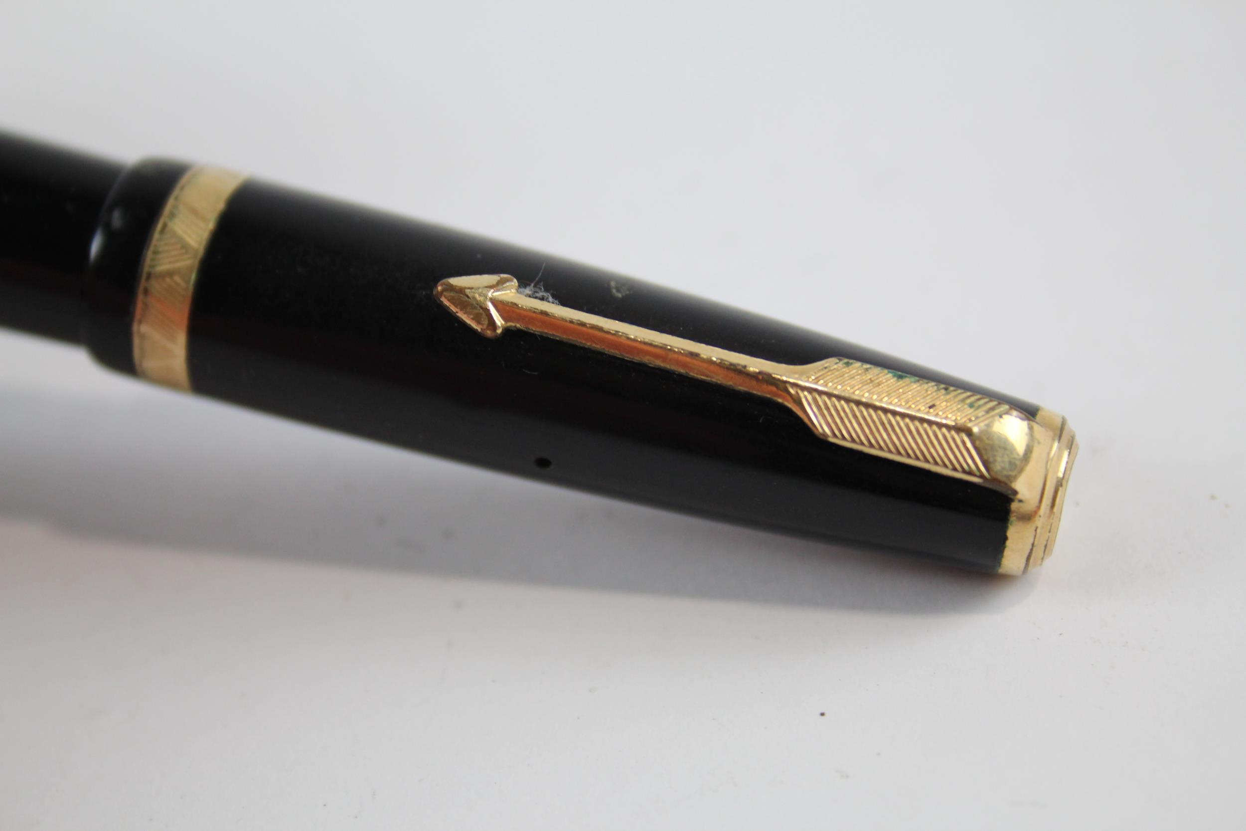 Vintage PARKER Duofold Black FOUNTAIN PEN w/ 14ct Gold Nib WRITING // Dip Tested & WRITING In - Image 4 of 5