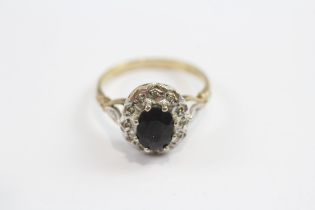9ct Gold Sapphire And Diamond Halo Ring (3.2g) Size P