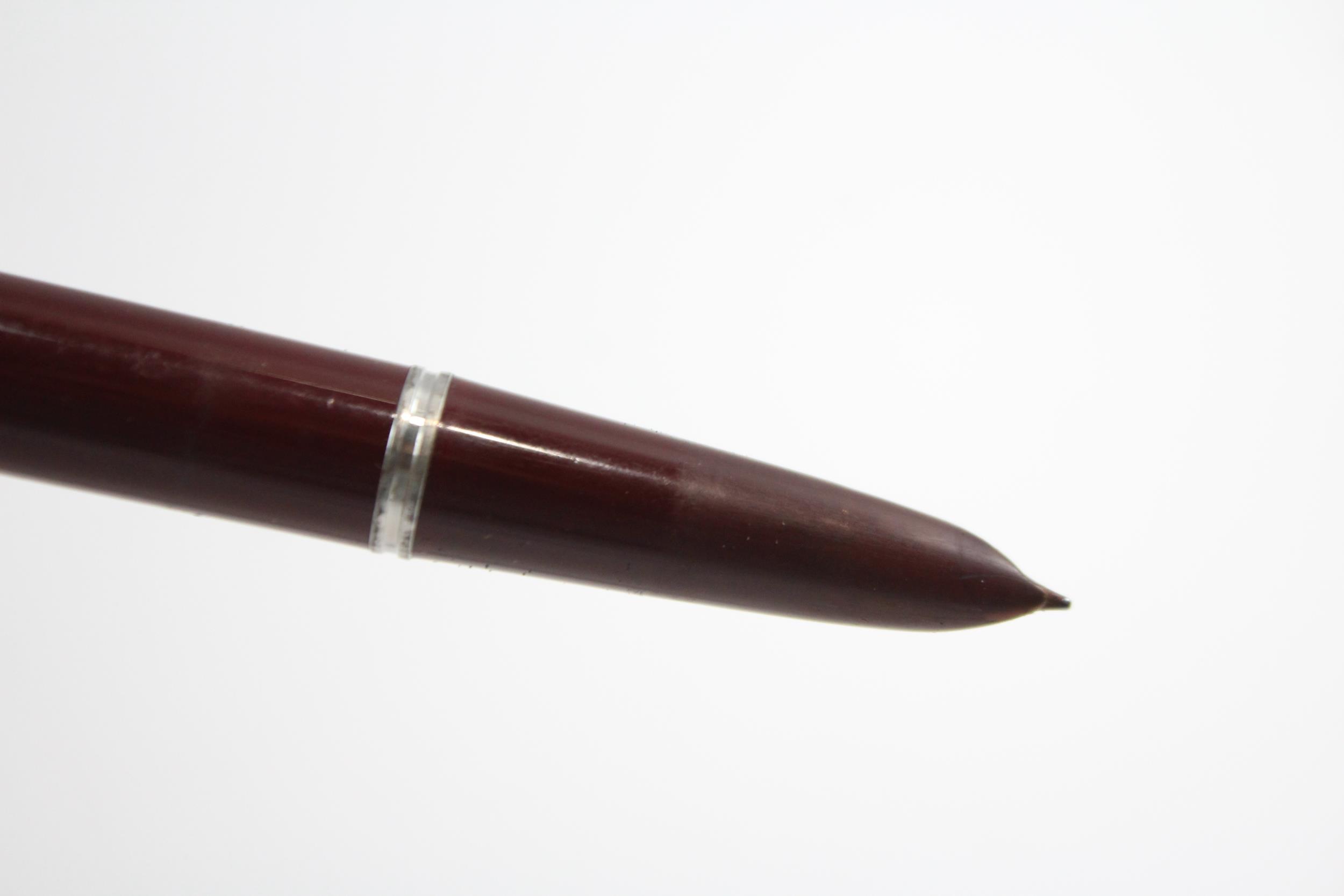 Vintage PARKER 51 Burgundy FOUNTAIN PEN w/ Brushed Steel Cap WRITING // Dip Tested & WRITING In - Image 3 of 7