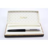 Vintage PARKER 51 Black FOUNTAIN PEN w/ Brushed Steel Cap WRITING Boxed // Dip Tested & WRITING In