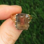 18ct Gold Smoky Quartz Single Stone Ring (4.4g) Size M