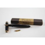 Vintage Parker Duofold Black Fountain Pen w/ 14ct Gold Nib WRITING Boxed // Dip Tested & Writing