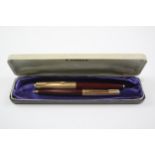 Vintage Parker 65 Burgundy Fountain Pen w/ 14ct Gold Nib, Pencil, Original Box // Dip Tested &