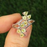 9ct White Gold White & Yellow Gemstone Dress Ring (3.9g) Size N