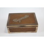 Antique Victorian Wooden Cigarettes Box w/ .925 Sterling Detail, Spellout (305g) // Silver Maker -