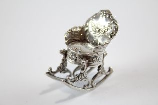 Vintage 1924 Chester Import Sterling Silver Miniature Rocking Chair (19g) // Maker - Boaz Moses