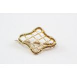 9ct Gold Antique Seed Pearl Openwork Brooch (3.5g)