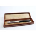 Vintage Parker 51 Black Fountain Pen w/ Brushed Steel Cap WRITING Boxed // Dip Tested & Writing In