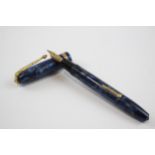 Vintage CONWAY STEWART 84 Navy FOUNTAIN PEN w/ 14ct Gold Nib WRITING // Dip Tested & WRITING In