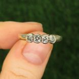 9ct Gold Round Brilliant Cut Diamond Four Stone Ring (2.3g) Size P