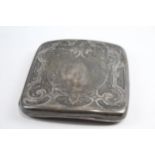 Antique / Vintage Stamped .925 Sterling Silver Art Nouveau Cigarette Case (74g) // w/ Personal