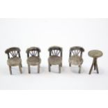 5 x Vintage .800 Continental Silver Miniature Doll's Dining Table & Chairs (44g) // XRF TESTED FOR