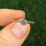 18ct Gold Diamond Solitaire Ring (1.8g) Size M 1/2