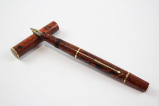 Vintage MABIE TODD Swan Self Filler Wood Effect Fountain Pen w/ 14ct Nib Writing // Dip Tested &
